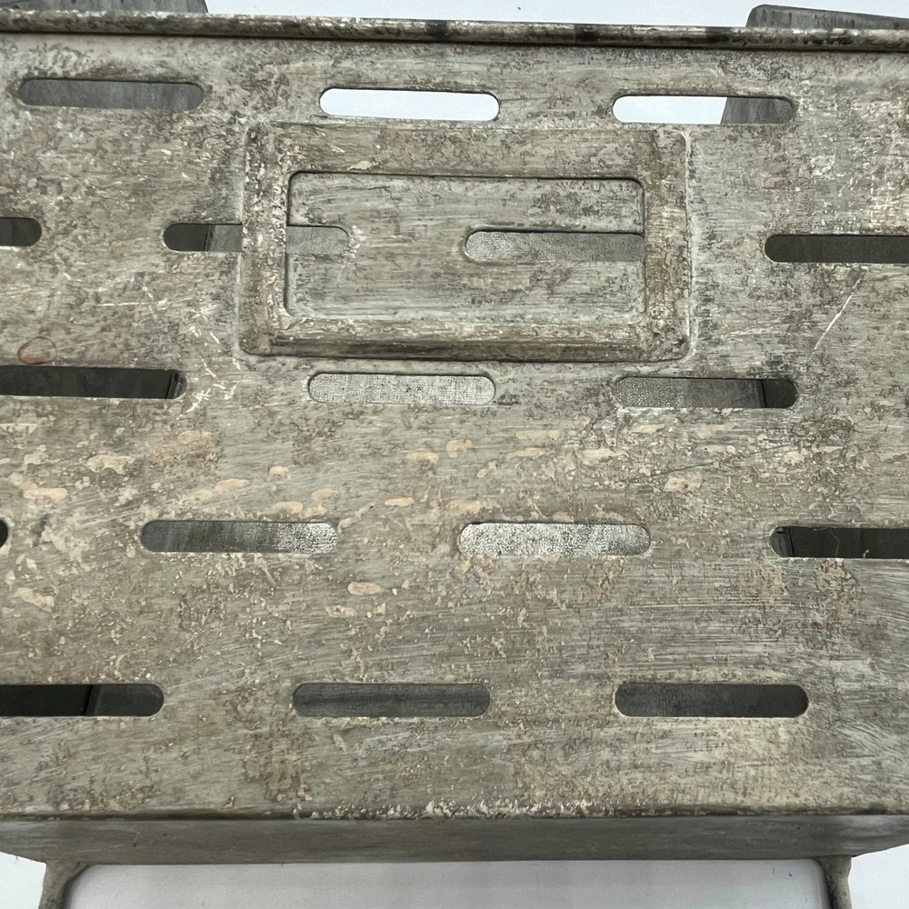 Galvanized Metal Wall Organizer Mail Bin with 2 Hooks Industrial Farmhouse Gray